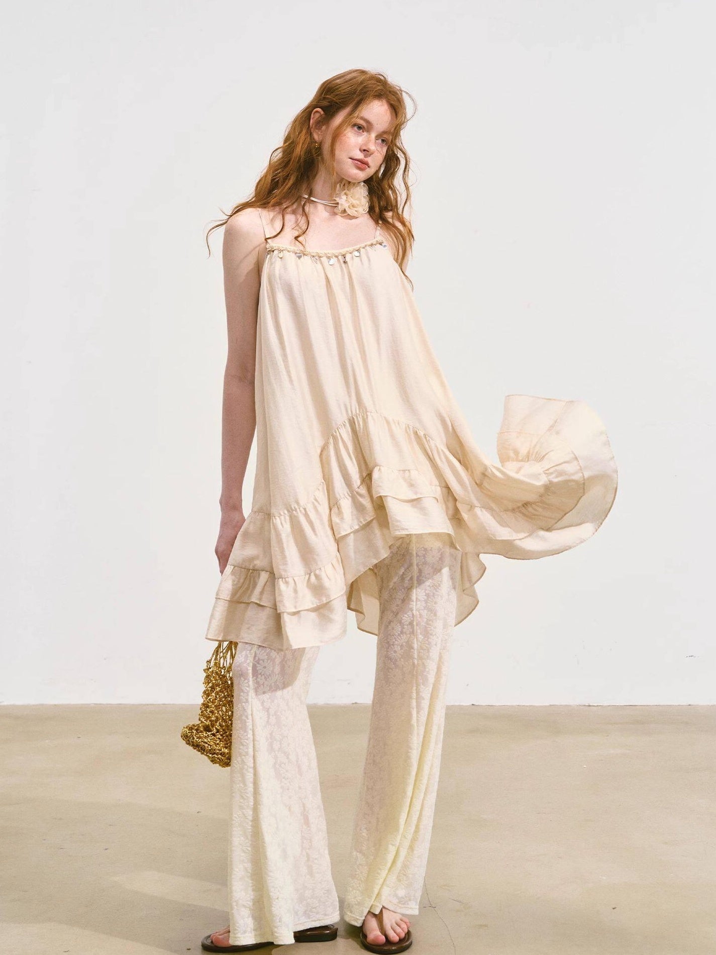 SOMESOWE Lightweight Two Piece Sleeveless Casual Fit Women Beige White Camisoles