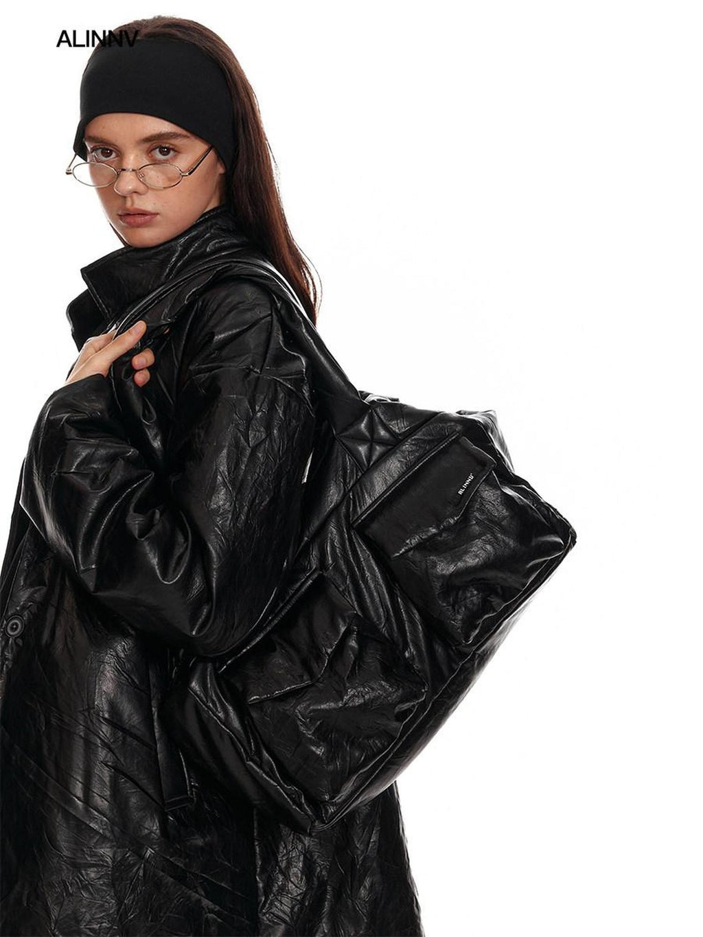 ALINNVSTUDIO Spacious Black Large Single Shoulder Casual Teen Everyday Bags