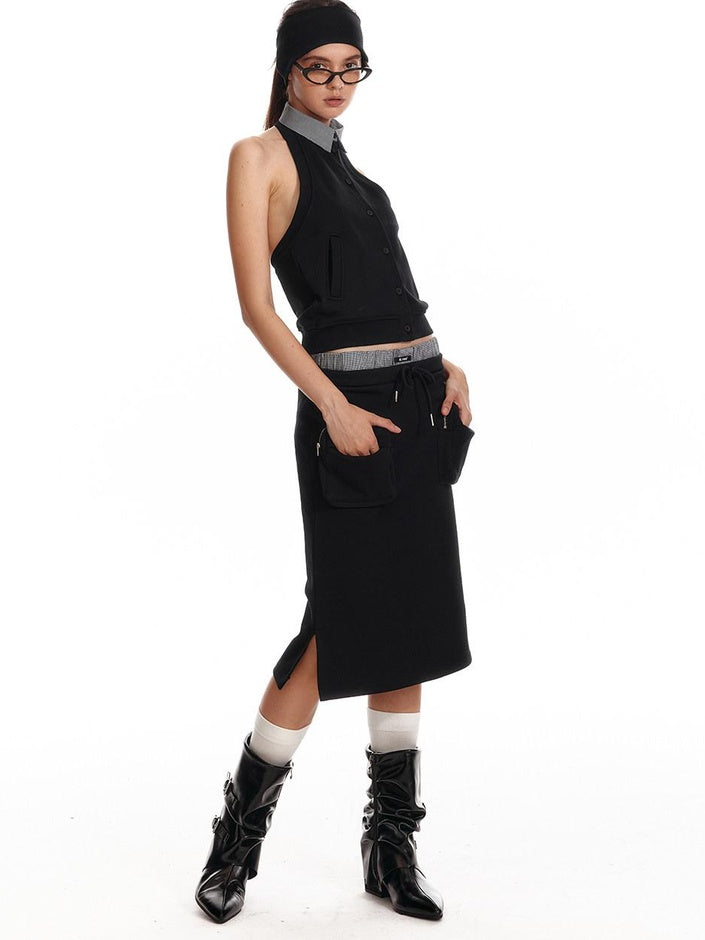 ALINNVSTUDIO Low Waist Bodycon Office Commuter Women Pencil Slim Midi Skirts