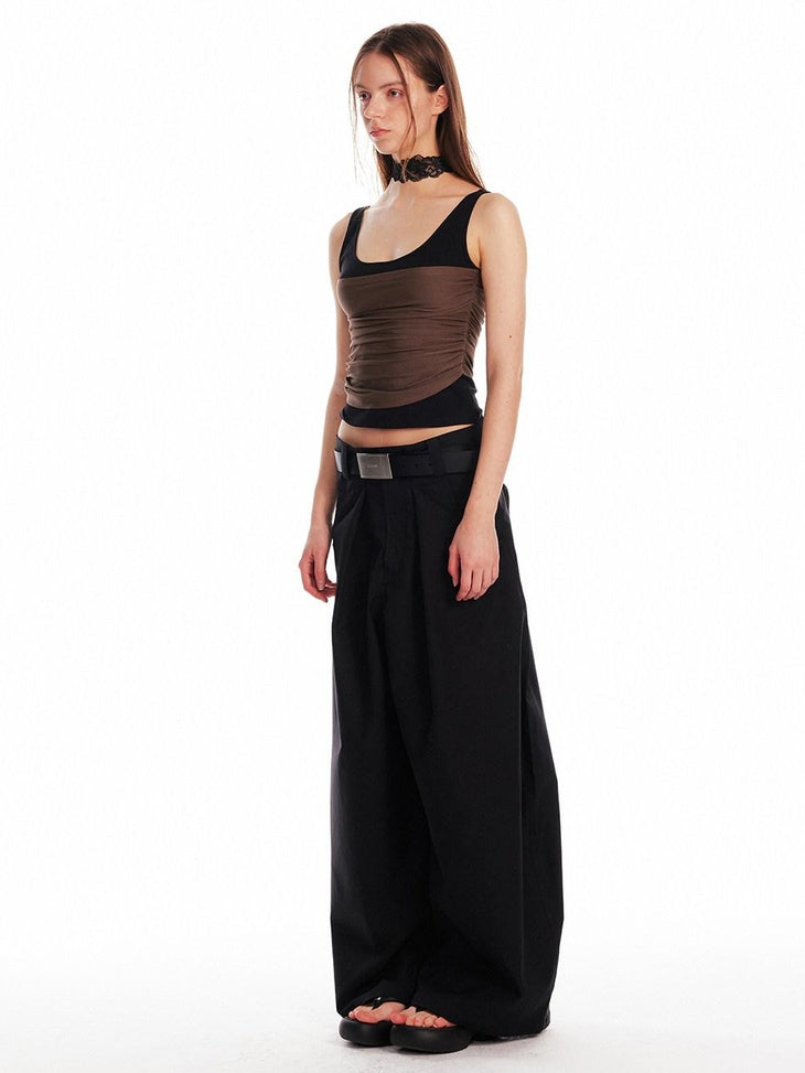 ALINNVSTUDIO Patchwork Original Design Slim Fit Cropped Pullover Women Solid Tank Tops