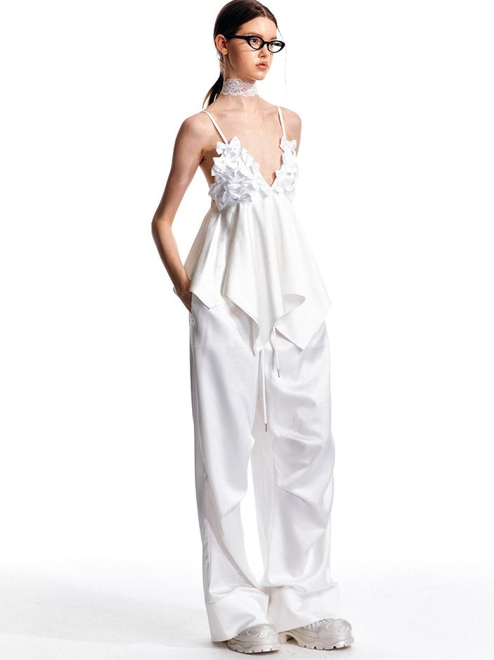ALINNVSTUDIO Minimalist Original Straight Silhouette Natural Waist Black White Wide Leg Pants