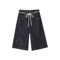 SOMESOWE_Cotton_Blend_Loose_Straight_Natural_Waist_Button_Women_Deep_Blue_Denim_Shorts_MISSTT