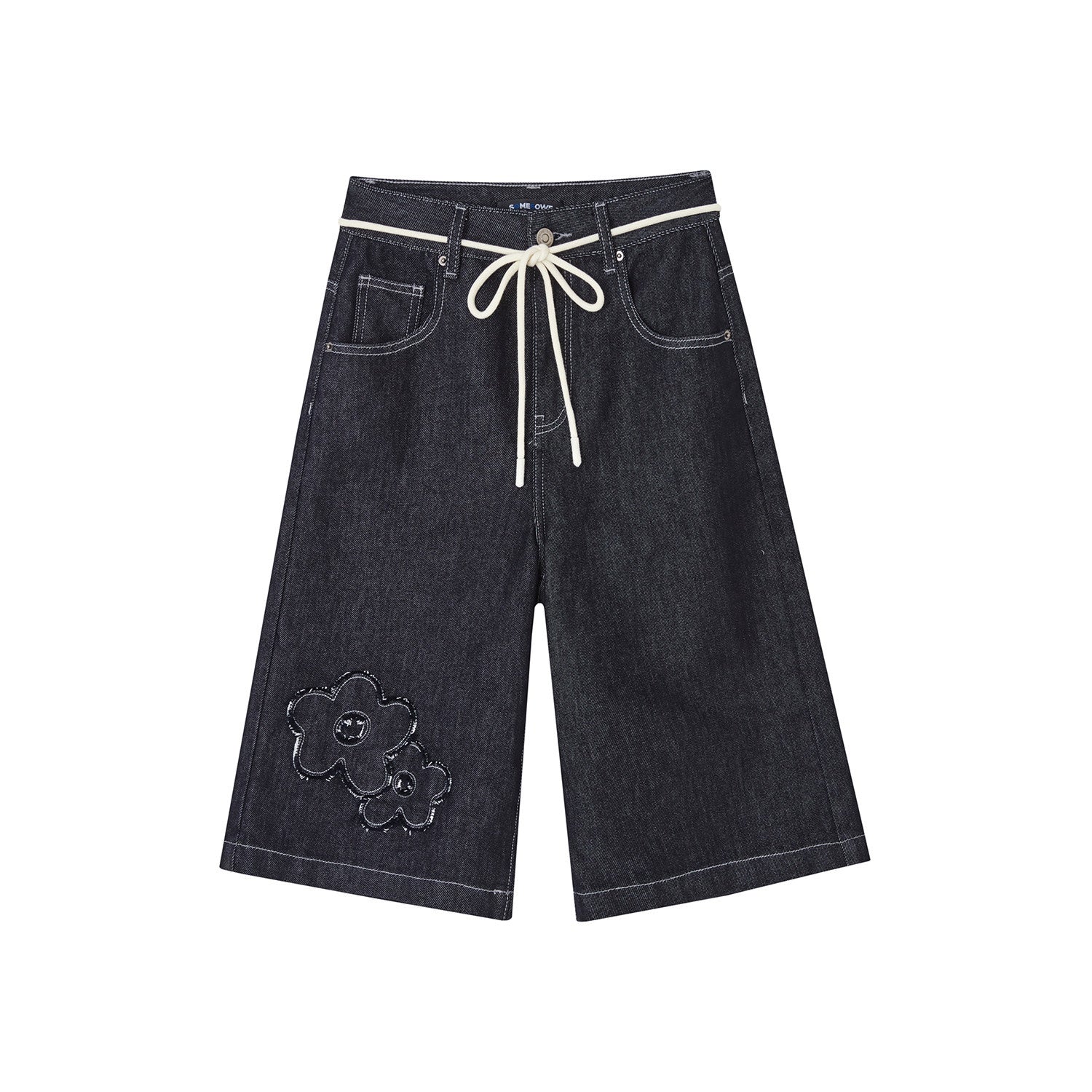 SOMESOWE_Cotton_Blend_Loose_Straight_Natural_Waist_Button_Women_Deep_Blue_Denim_Shorts_MISSTT