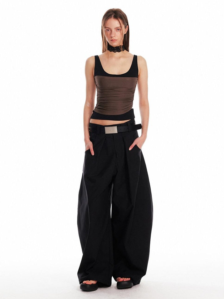 ALINNVSTUDIO Patchwork Original Design Slim Fit Cropped Pullover Women Solid Tank Tops