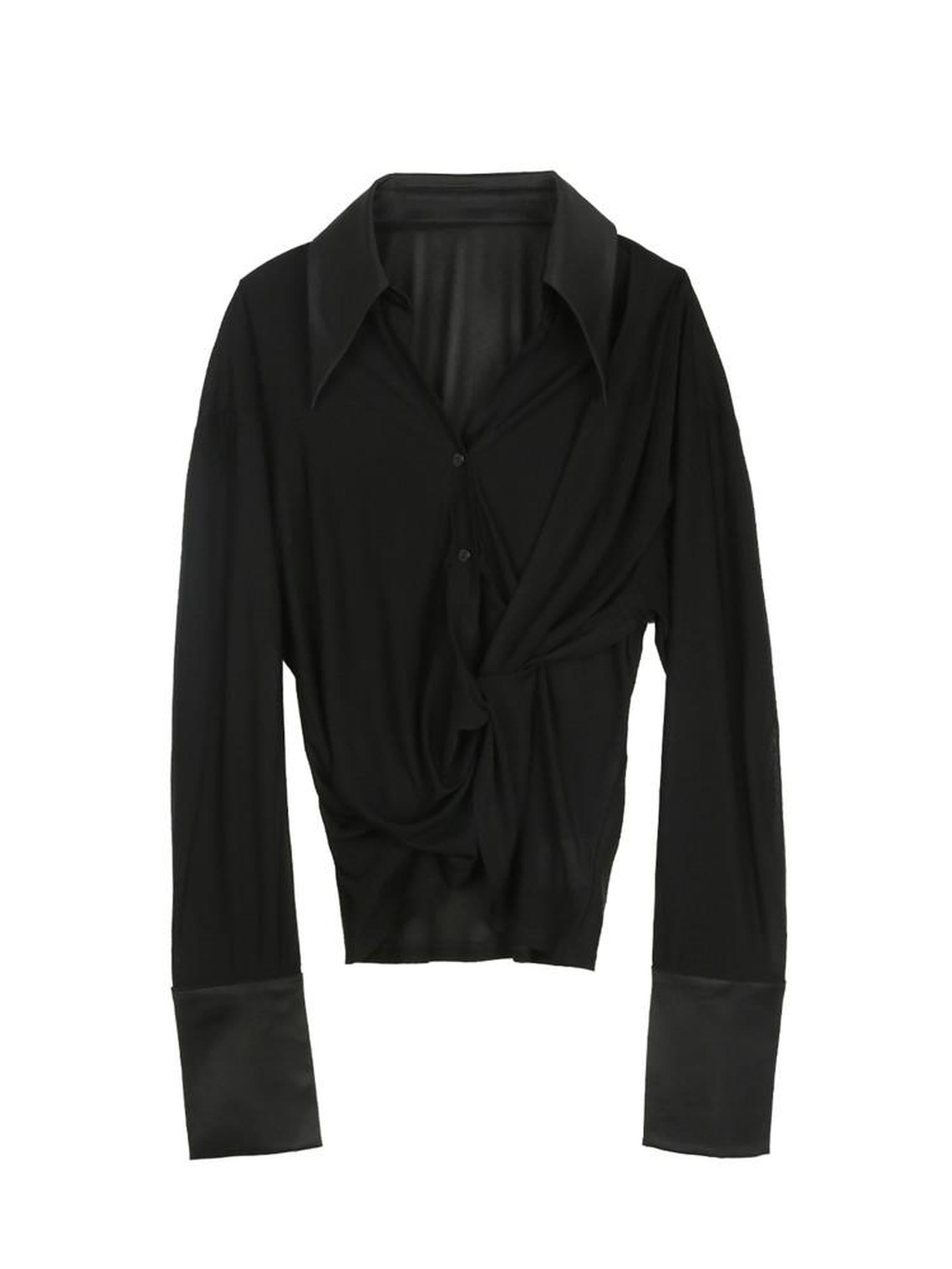 ALINNVSTUDIO Cooling Lightweight Breathable Asymmetric V-neck Slim Fit Open Front Women Blouses