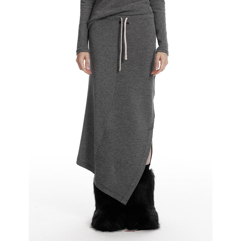 ALINNVSTUDIO_Cozy_Hooded_Long_Sleeve_Button_Front_Curved_Hem_Youth_Gray_Top_&_Skirt_Sets_MISSTT