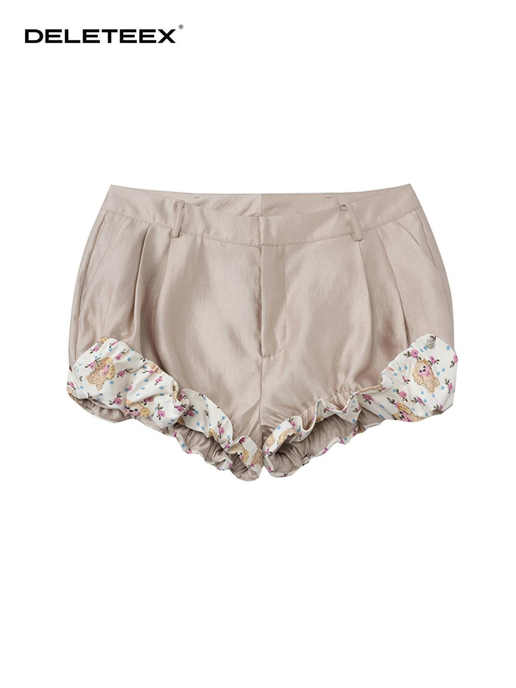 DeleteEx Comfortable Khaki Lantern Silhouette Mid Low Waist Womens Casual Mini Shorts