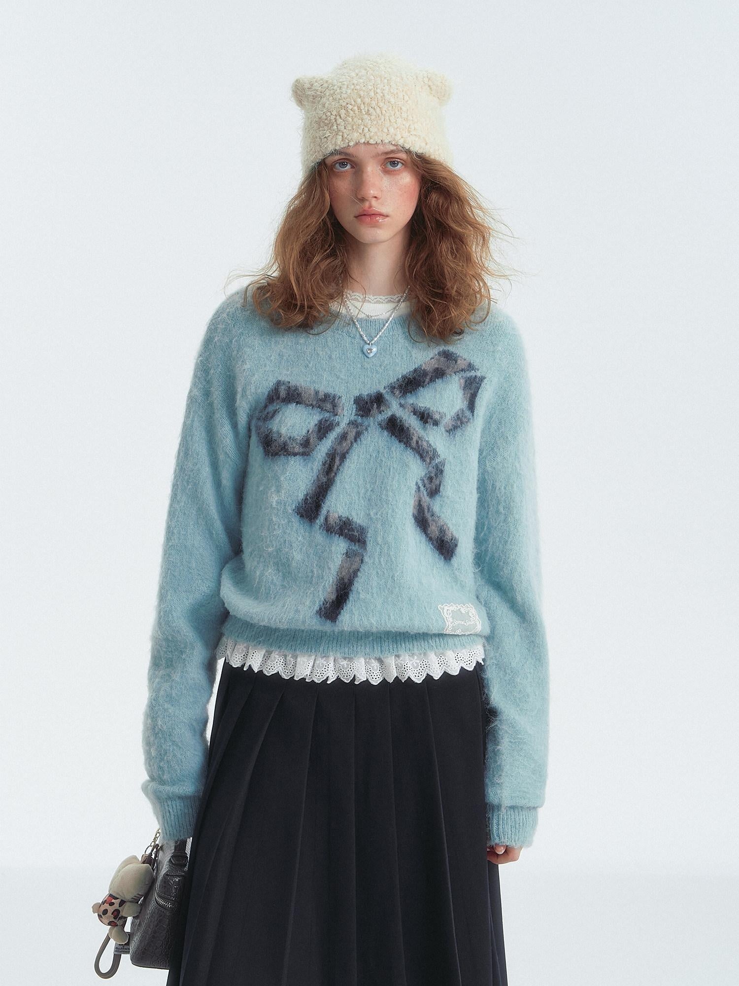 SOMESOWE Floral Knit Pullover Loose Fit Street Style Unisex Knitwear Sweaters