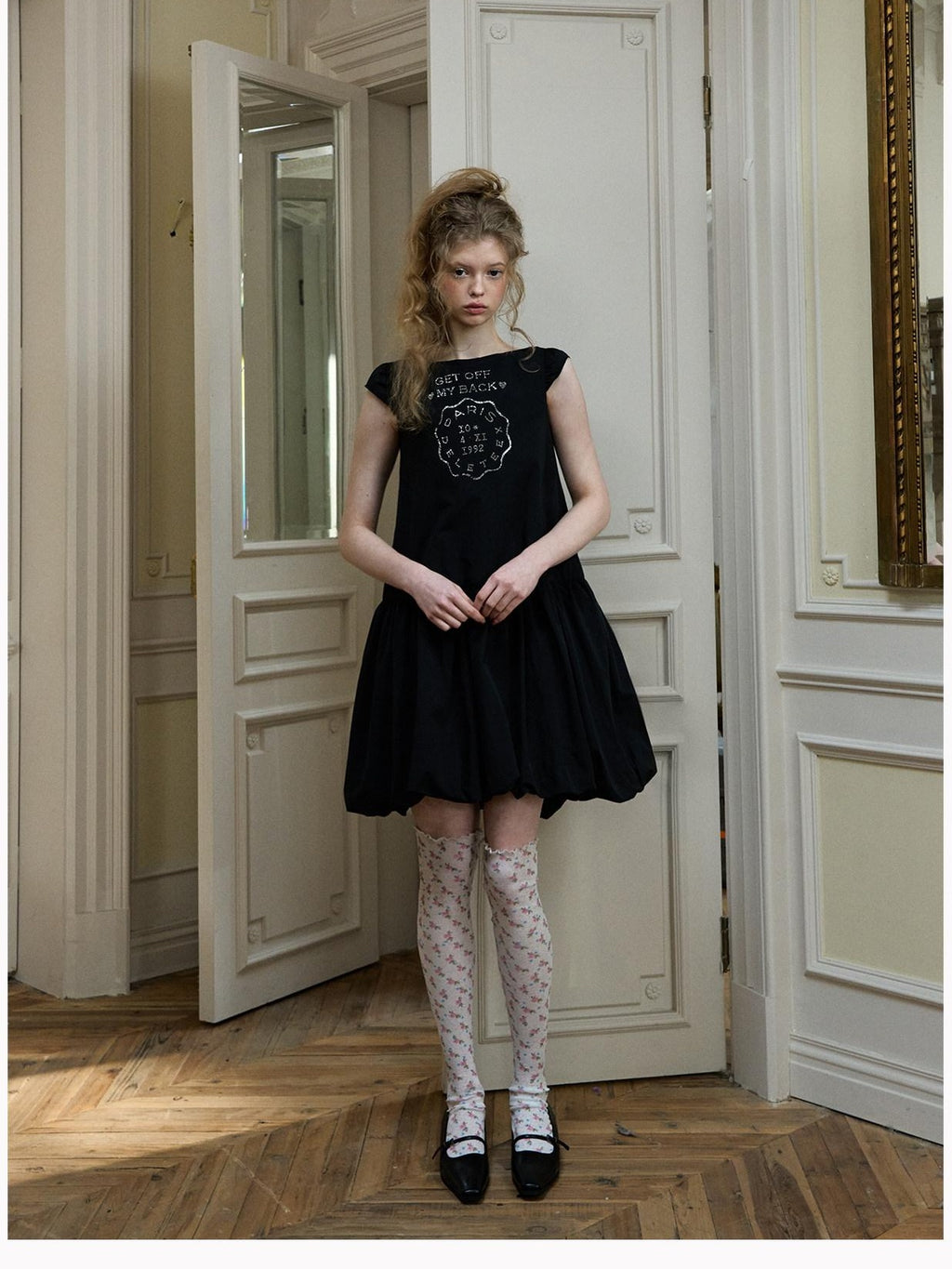 DeleteEx Sweet Flirty Flutter Sleeve Rhinestone Bubble Skirt Date Black Mini Dresses