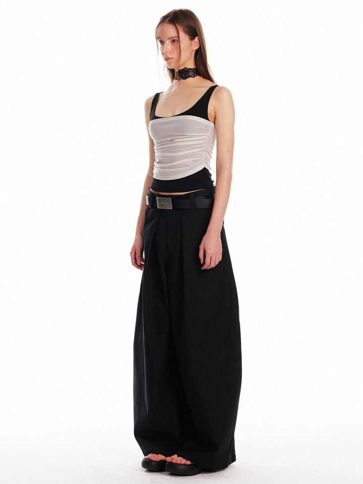 ALINNVSTUDIO Patchwork Original Design Slim Fit Cropped Pullover Women Solid Tank Tops