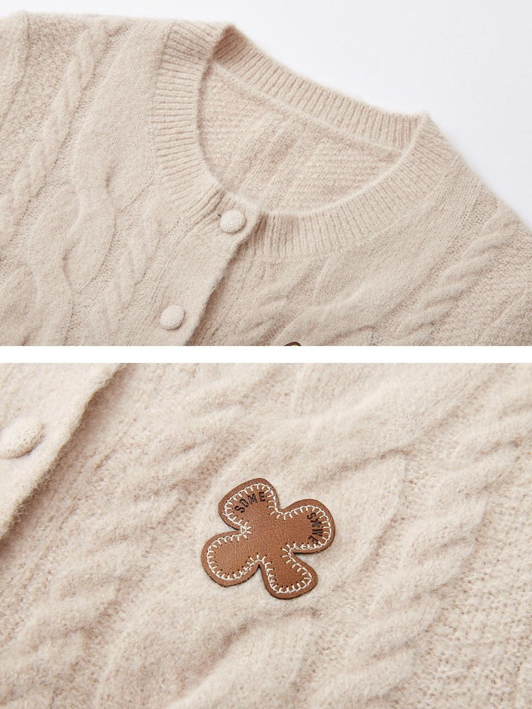 SOMESOWE Faux Two Piece Colorblock Button Round Neck Casual Women Cardigans