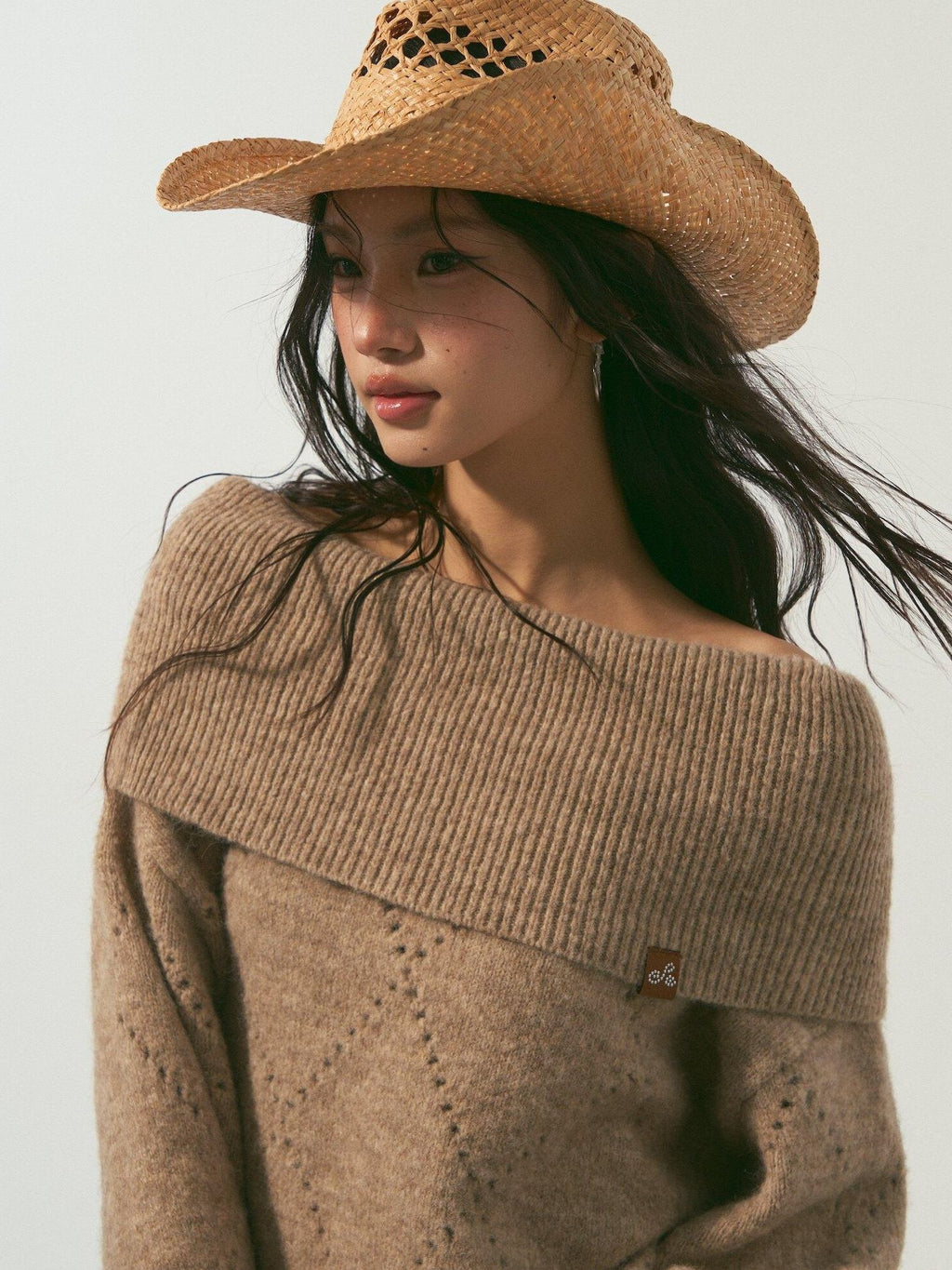 SOMESOWE Soft Polyester Wool Blend Casual Boat Neck Knit Women Sweaters