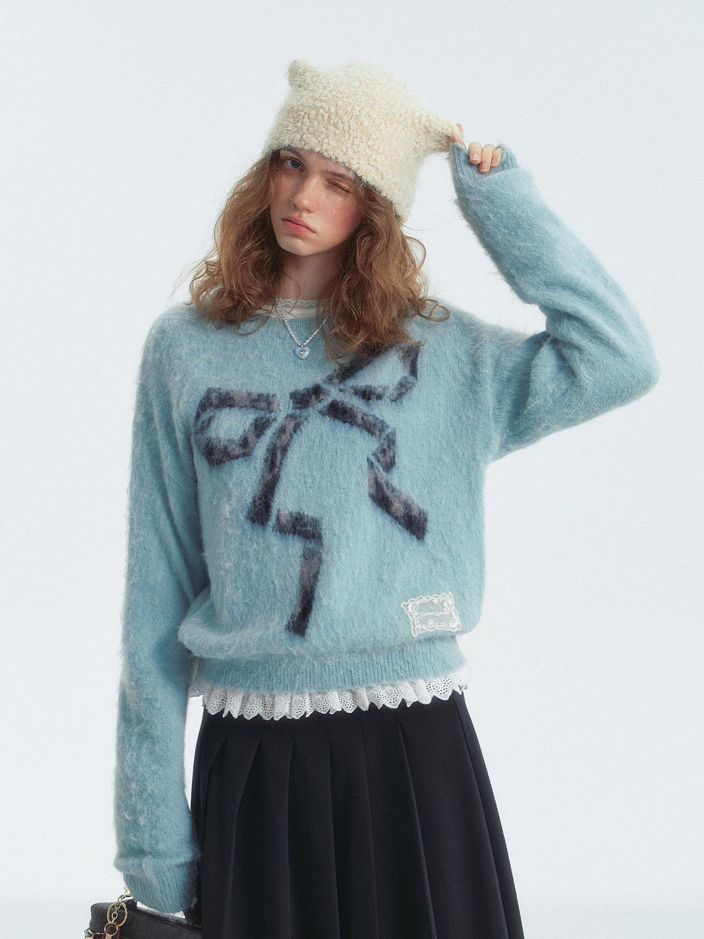 SOMESOWE Floral Knit Pullover Loose Fit Street Style Unisex Knitwear Sweaters