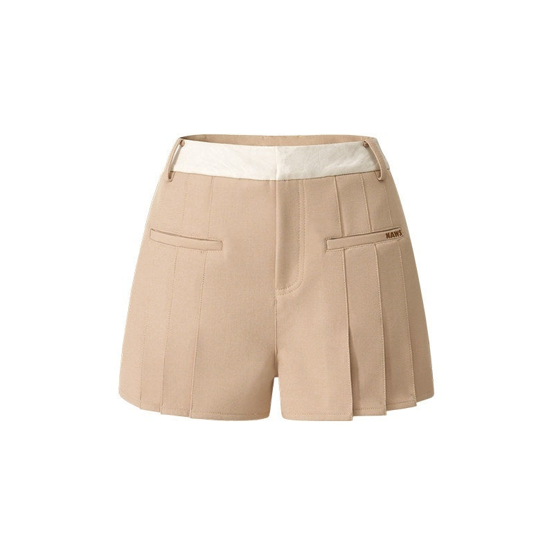 NAWSNOTAWEAR_Mocha_Yellow_Versatile_Slim_Skort_Natural_Waist_Polyester_Spandex_Mini_Shorts_MISSTT