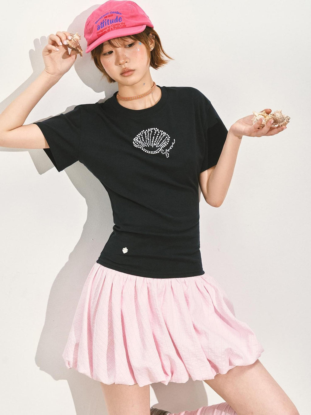 SOMESOWE Rhinestone Slim Crew Neck Stretch Viscose Cotton Navy Grey Short Sleeve T-Shirts