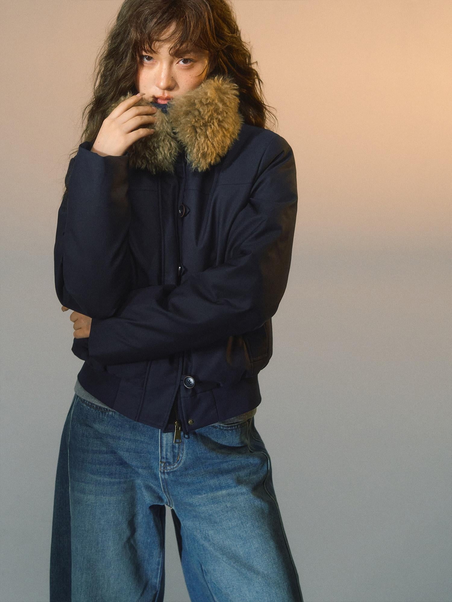 SOMESOWE Eco Friendly 90 Percent White Duck Down Warm Loose Fit Stand Collar Down Jackets