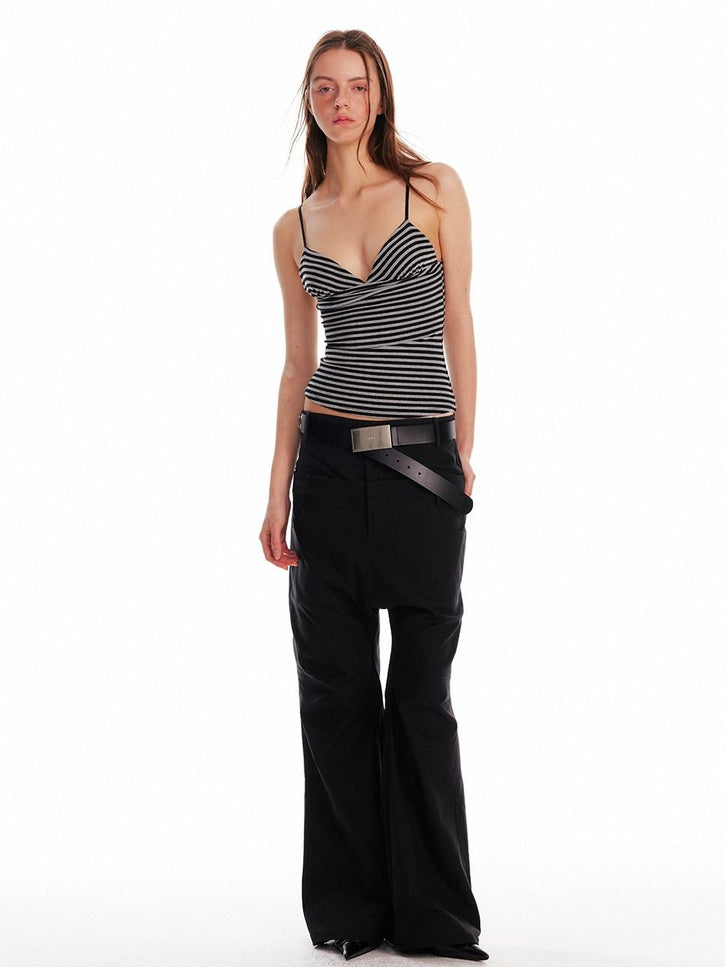 ALINNVSTUDIO Original Slim Fit Zebra Print Spaghetti Strap No Pad Button Front Camisoles