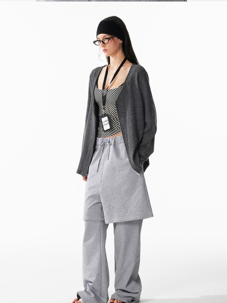 ALINNVSTUDIO Wool Blend Slim Fit Cropped Crewneck Striped Women Long Sleeve T-Shirts