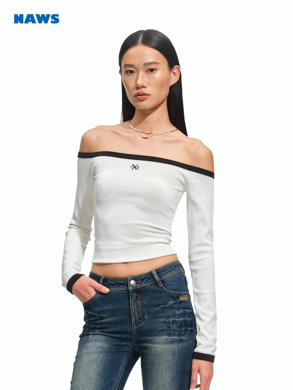 NAWSNOTAWEAR Soft Breathable Casual Slim Colorblock Boat Neck Women Long Sleeve T-Shirts