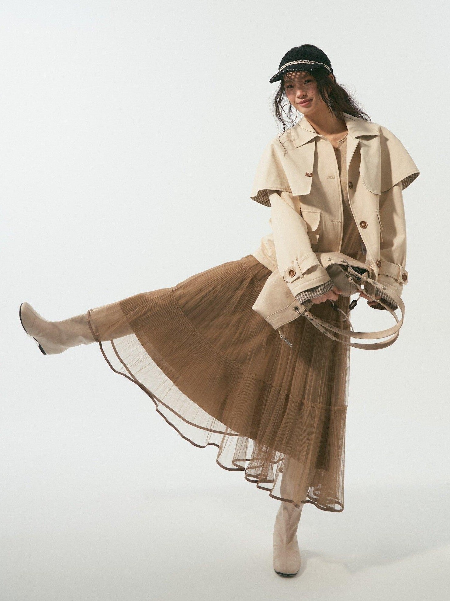 SOMESOWE Cotton Lyocell Lined Loose Casual Shirt Collar Button Trench Coats