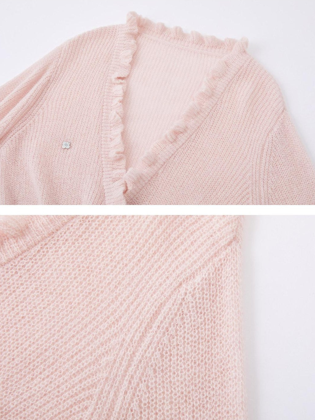 SOMESOWE Soft Acrylic Blend Casual Regular Fit Crewneck Buttoned Women Pink Cardigans