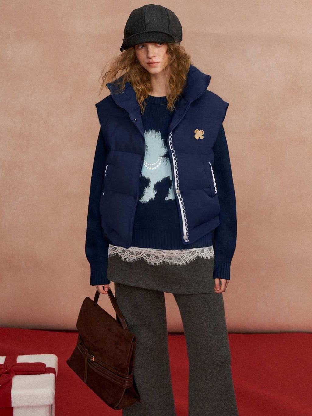 SOMESOWE Warm Quilted Vest Slim Regular Fit Navy Light Coffee Casual Puffer Jackets