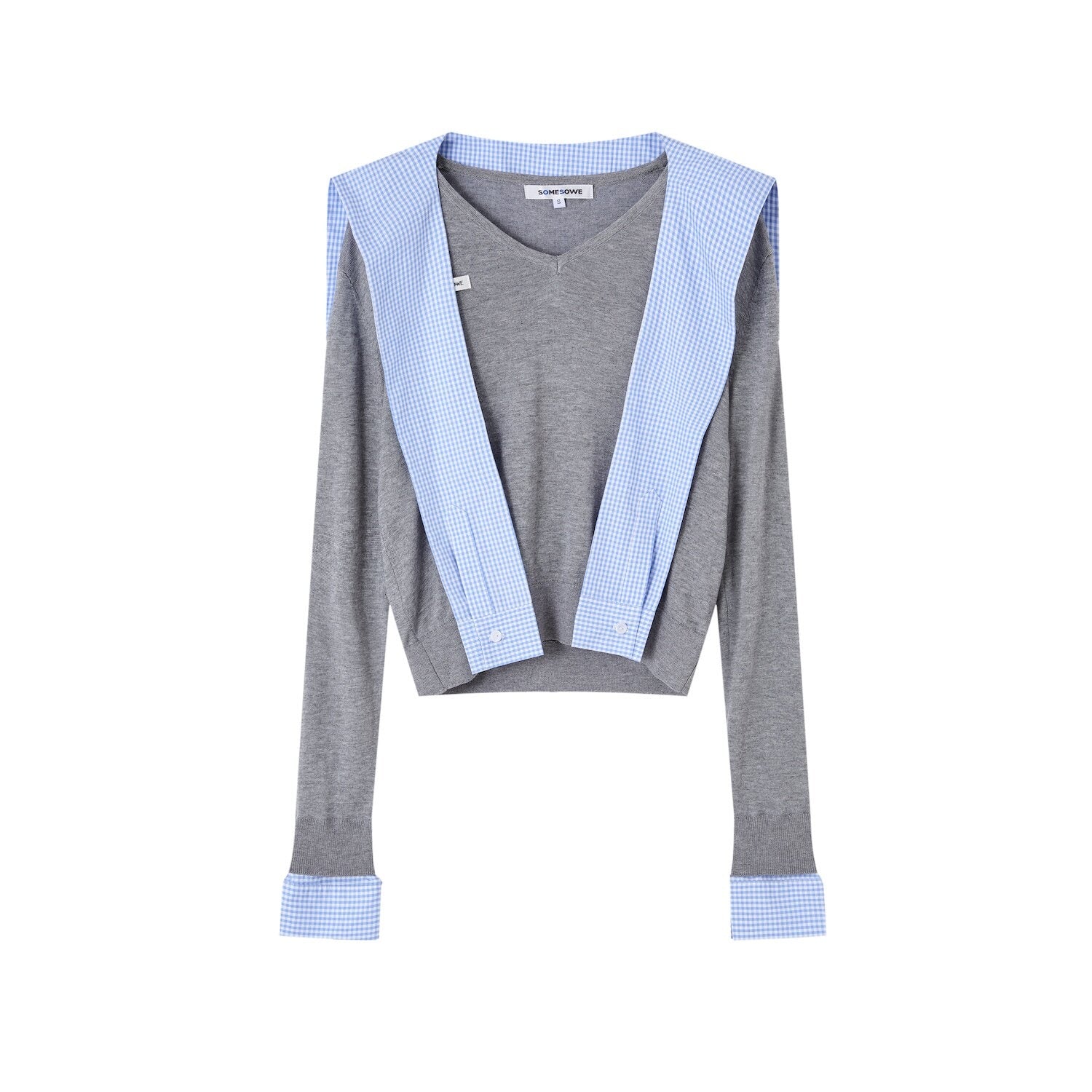 SOMESOWE_Lyocell_V-neck_Colorblock_Patchwork_Loose_Casual_Women_Long_Sleeve_T-Shirts_MISSTT