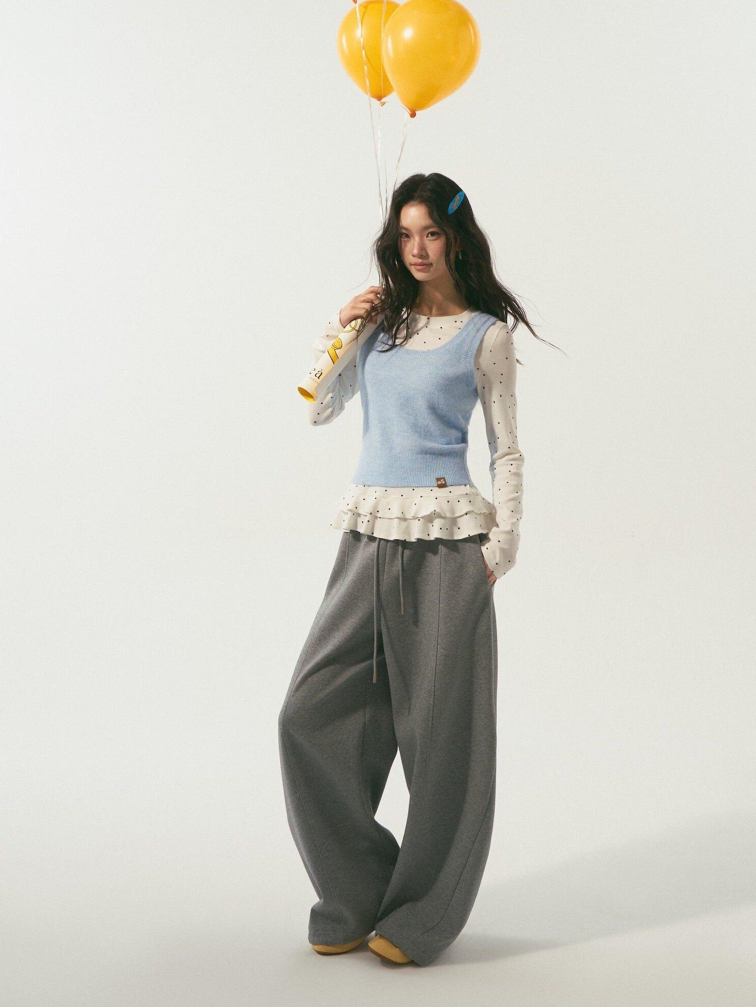 SOMESOWE Pocketed Drawstring Relaxed Curved Leg Women Poly Cotton Sweatpants
