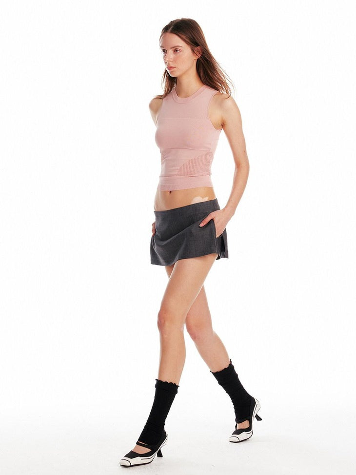 ALINNVSTUDIO Asymmetric Slim Commuter Office Solid Color Sleeveless Pink Black Tank Tops