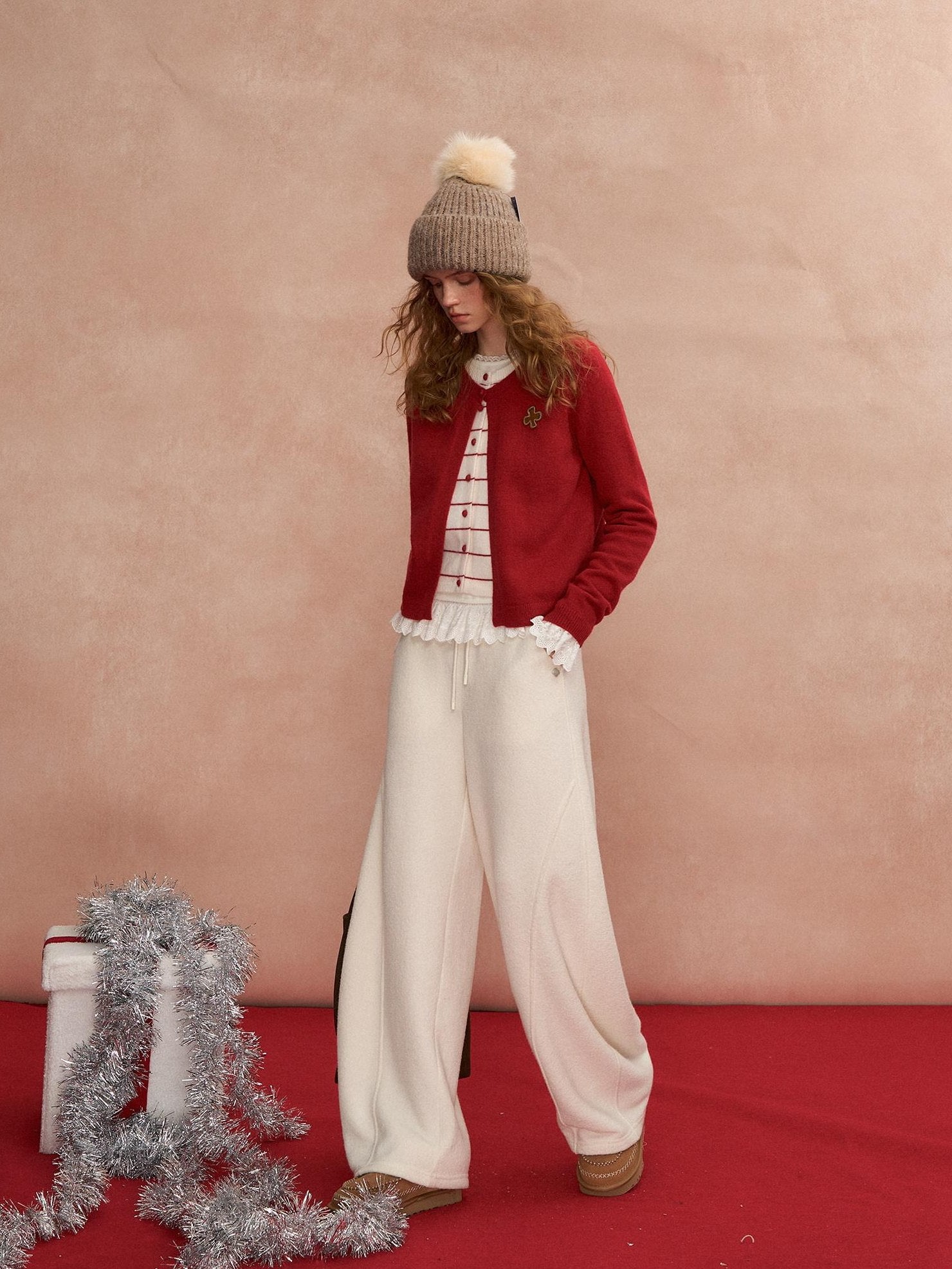 SOMESOWE Vintage Striped Tie Waist Knit V-neck Long Sleeve Casual Regular Women Cardigans