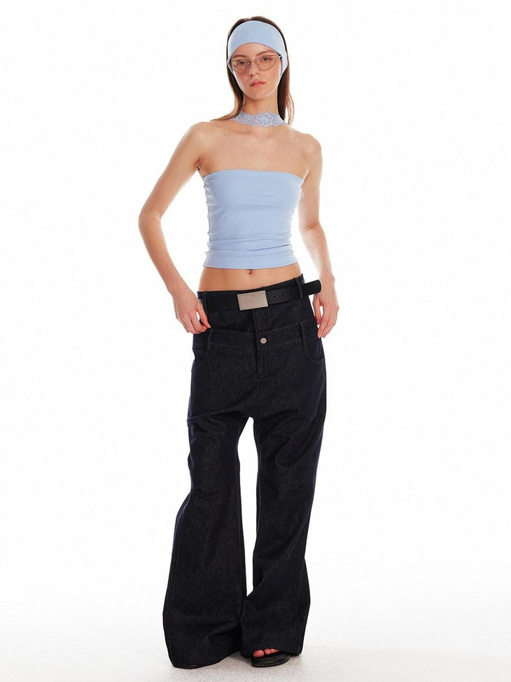 ALINNVSTUDIO Backless Slim Fit Crop Versatile Solid Color Young Women Tube Tops
