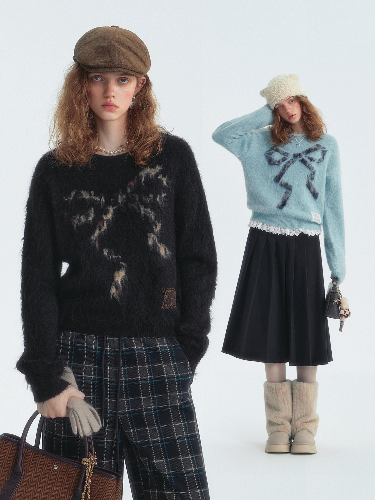 SOMESOWE Floral Knit Pullover Loose Fit Street Style Unisex Knitwear Sweaters