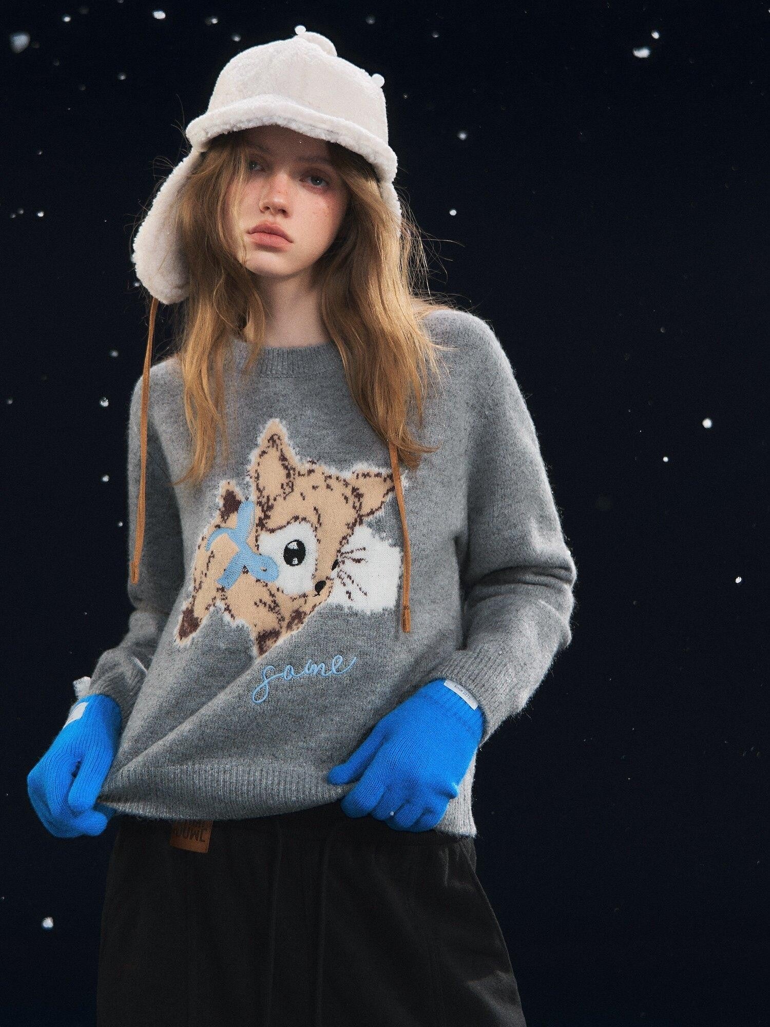 SOMESOWE Animal Colorblock Casual Regular Fit Women Daily Knit Pullover Sweaters