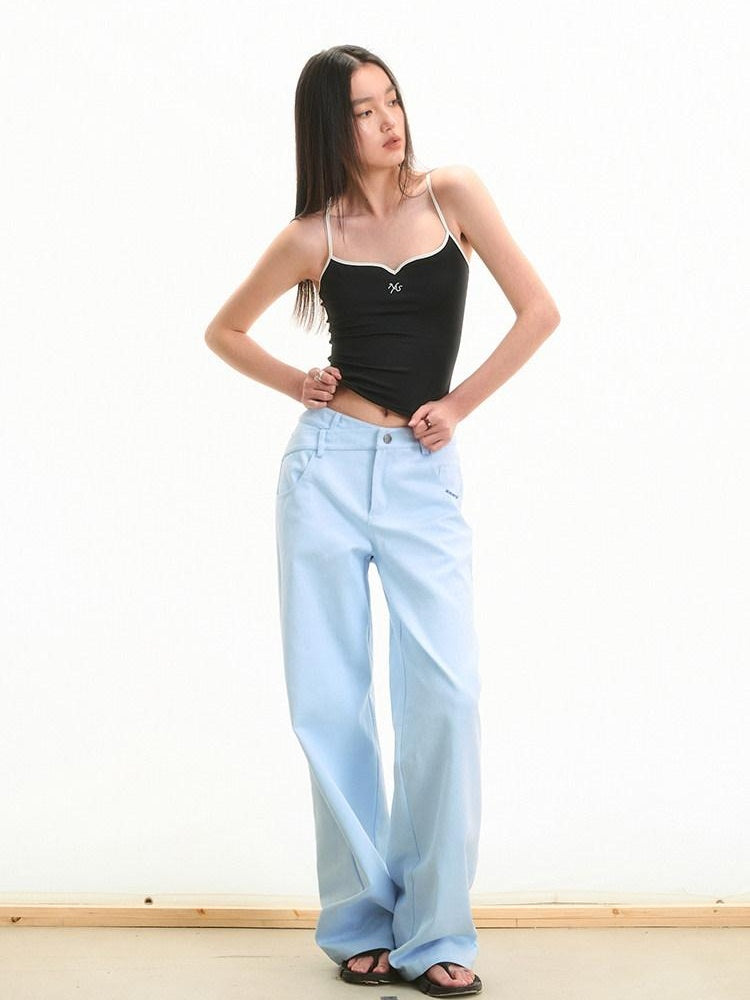 NAWSNOTAWEAR 100 Percent Cotton Minimalist Casual Natural Waist Loose Women Straight Pants
