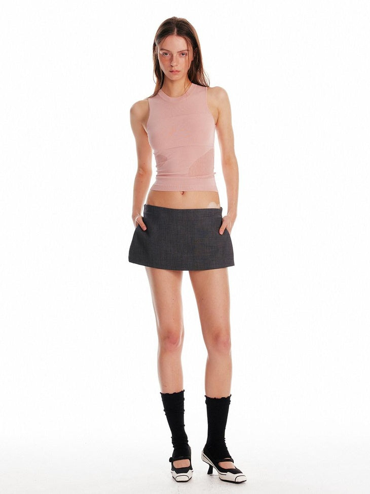 ALINNVSTUDIO Asymmetric Slim Commuter Office Solid Color Sleeveless Pink Black Tank Tops