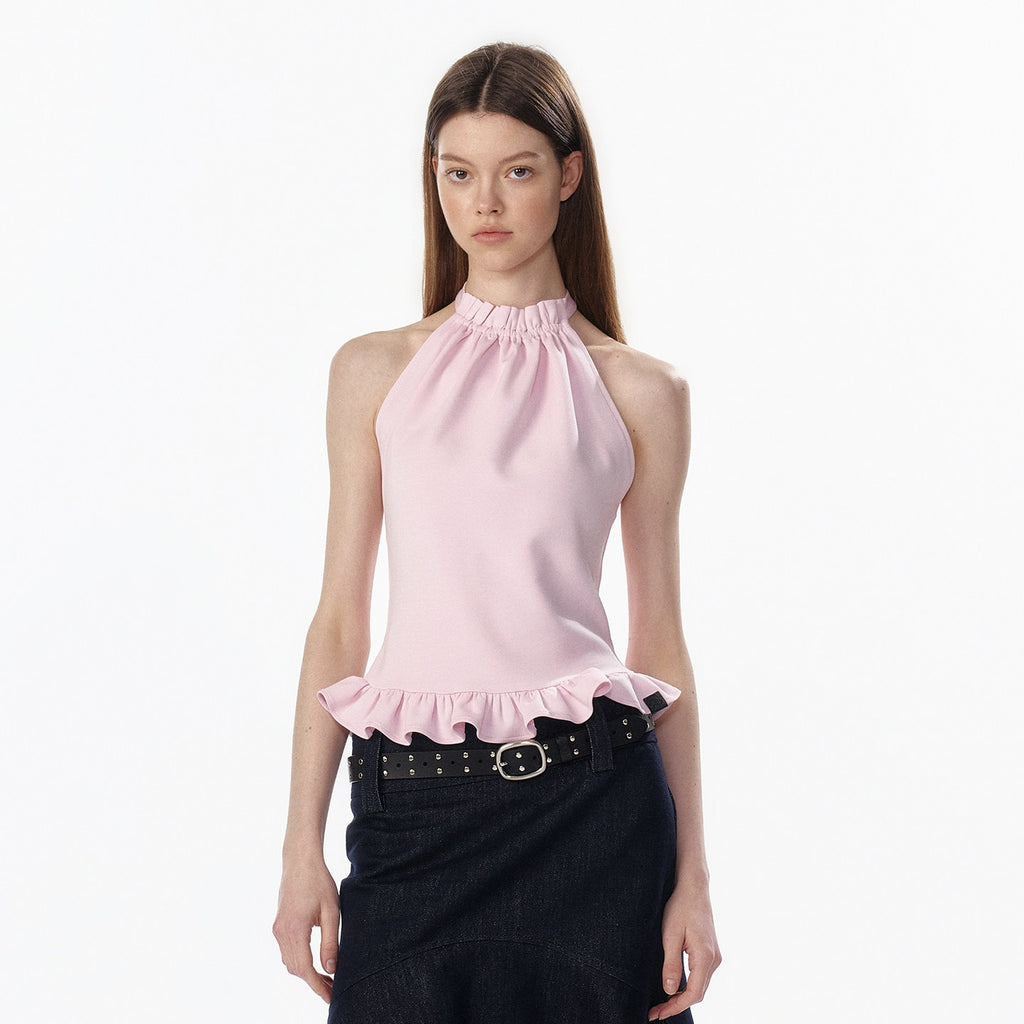 ALINNVSTUDIO_Ruffle_Trim_Cropped_Fitted_Waist_Halter_Mock_Neck_Women_Modal_Blend_Tank_Tops_MISSTT