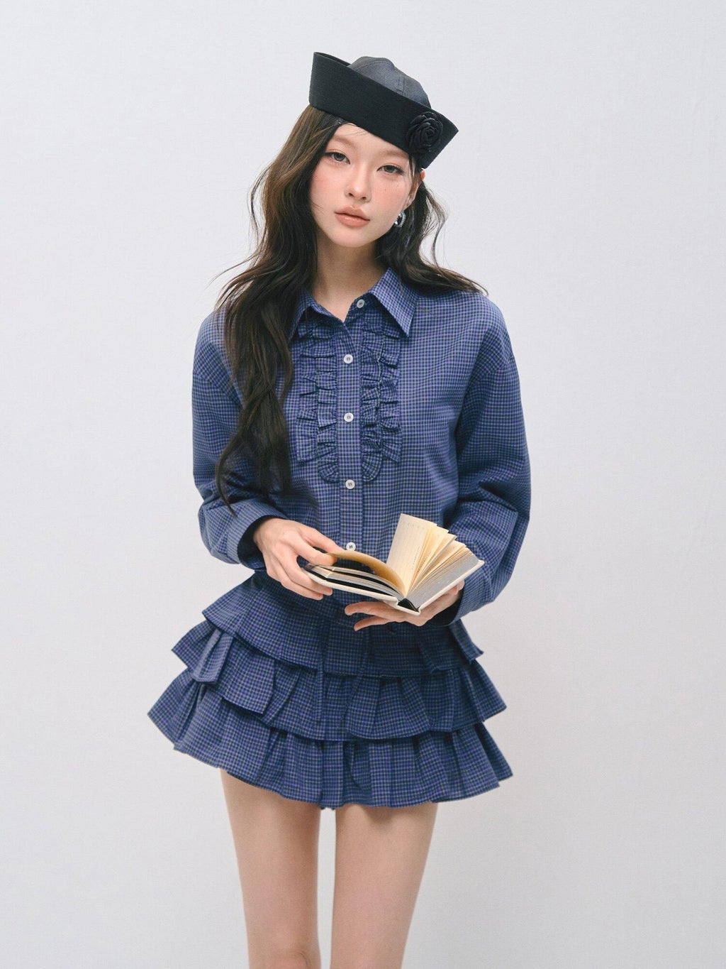 SOMESOWE Sexy Plaid High Waist Ruffle Patchwork Women Two Piece Mini Skirts