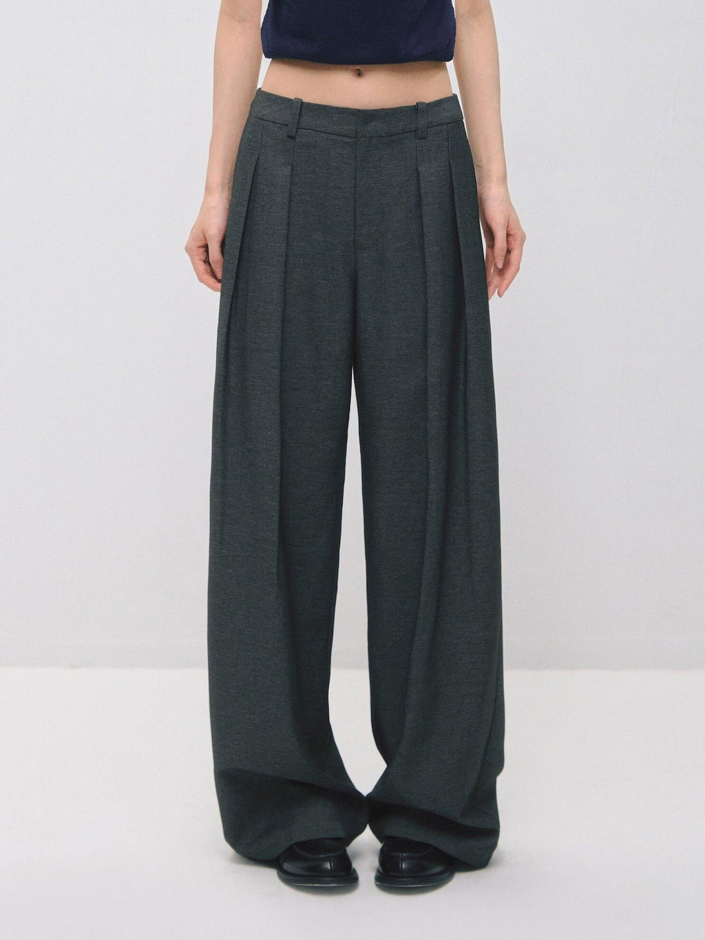 SOMESOWE Plaid Pockets Relaxed Natural Waist Elastic Women Polyester Blend Wide Leg Pants