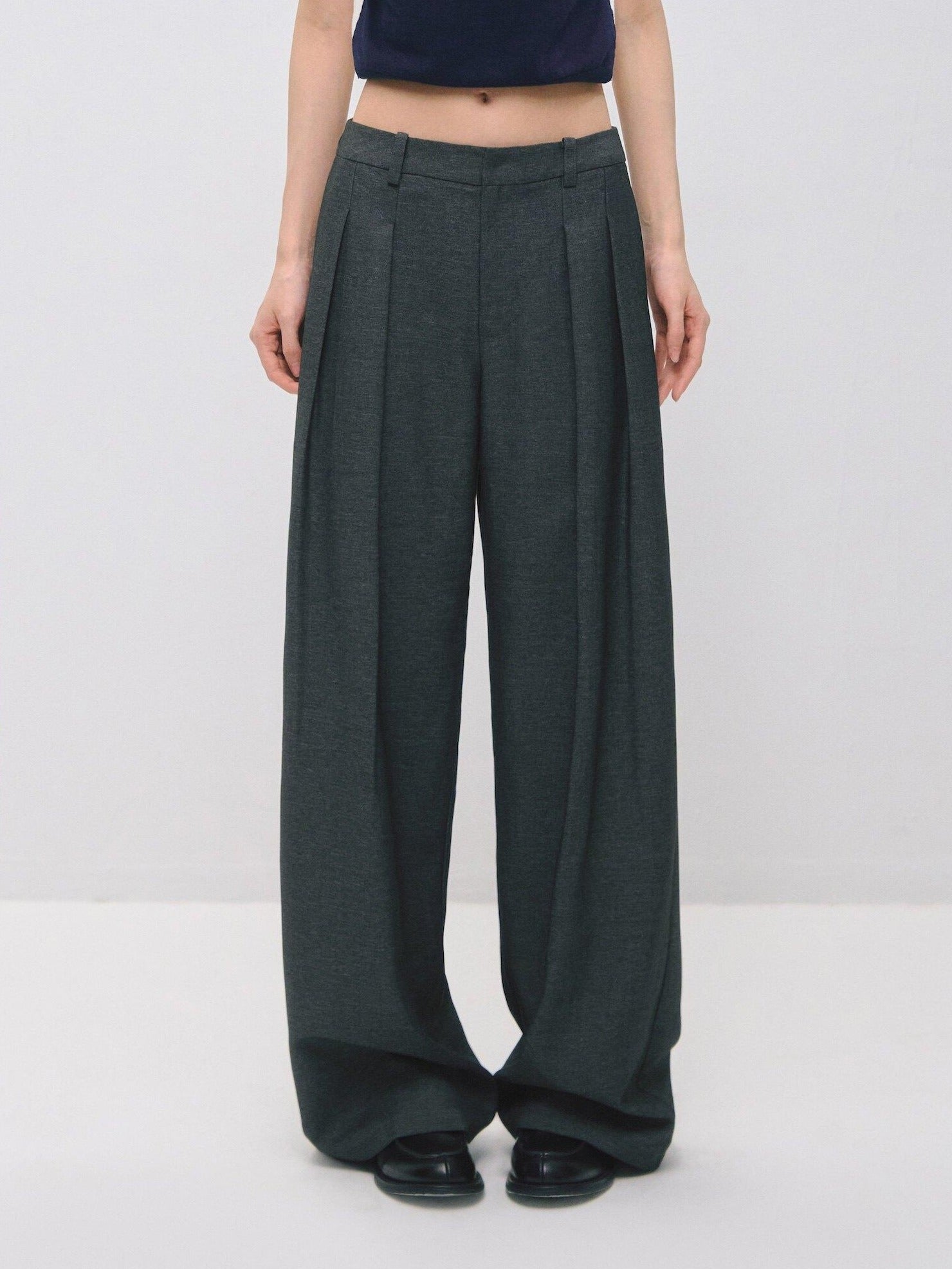 SOMESOWE Plaid Pockets Relaxed Natural Waist Elastic Women Polyester Blend Wide Leg Pants