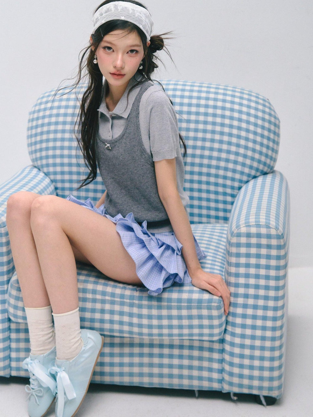 SOMESOWE Polka Dot Two Piece Casual Knit Short Sleeve Pullover Crew Neck Women Sweaters