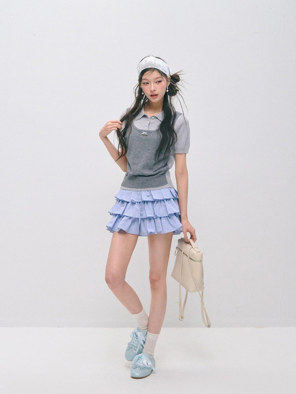 SOMESOWE Polka Dot Two Piece Casual Knit Short Sleeve Pullover Crew Neck Women Sweaters