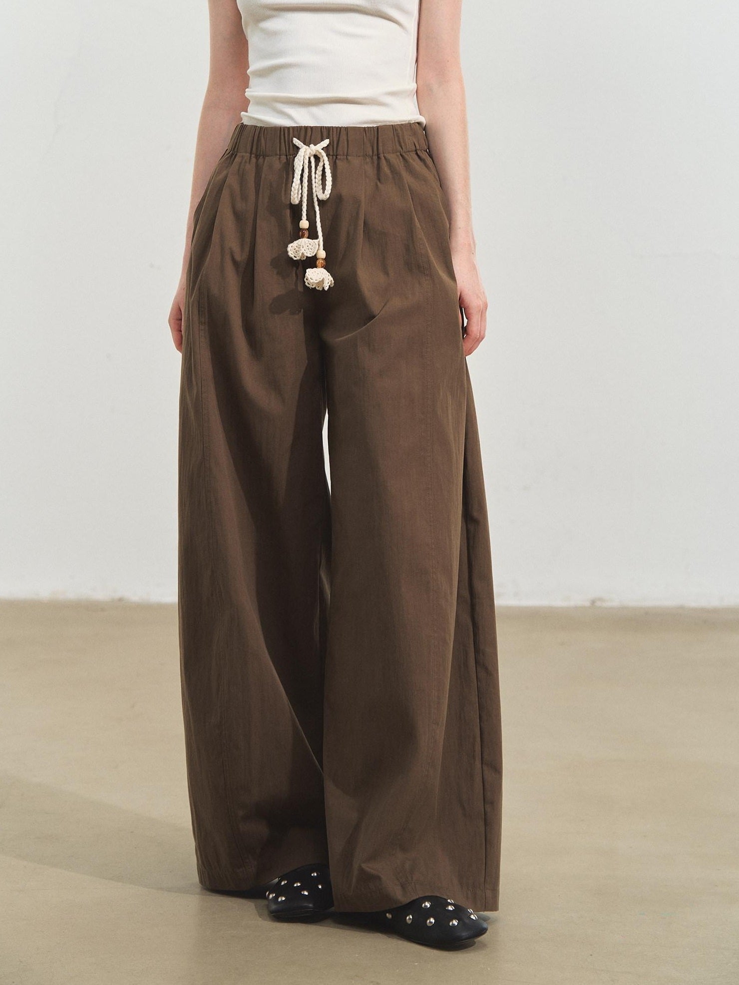 SOMESOWE Original Plaid Pocket Button Natural Waist Cotton Blend Women Wide Leg Pants
