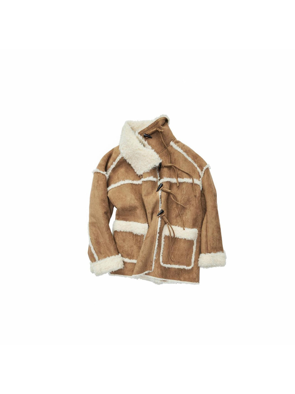 1JINN STUDIO Reversible Vintage Stand Collar Short Button Womens Chic Faux Fur Coats