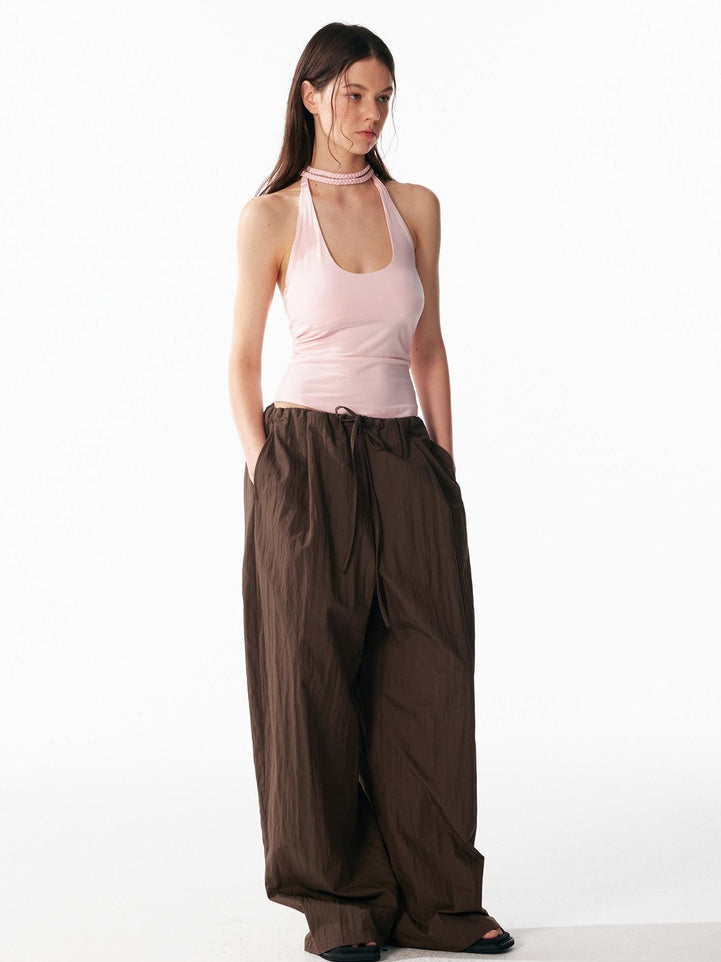 ALINNVSTUDIO Soft Modal Fabric Minimalist Slim Fit U Neck Halter Cropped Women Tank Tops