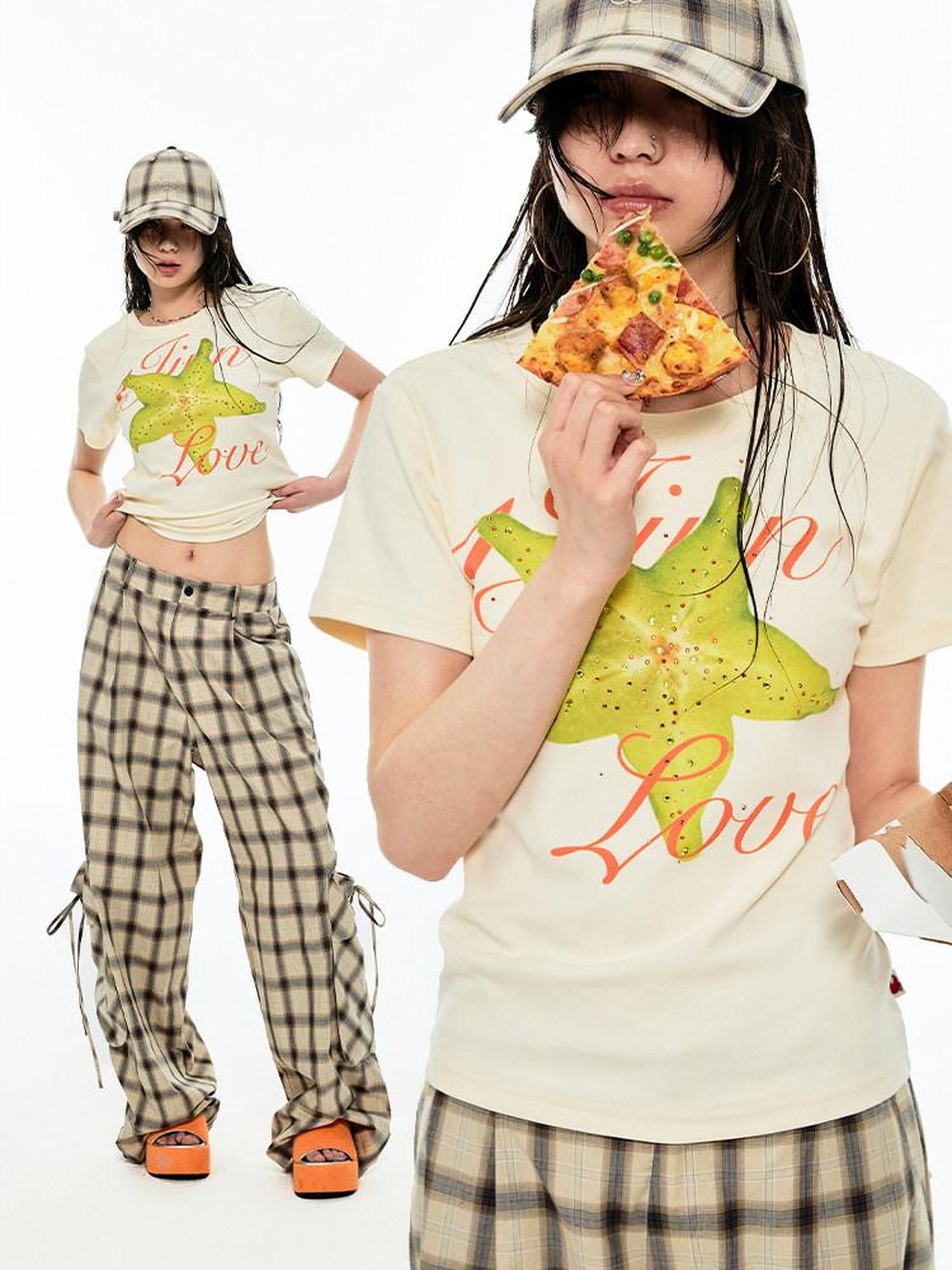 1JINN STUDIO 100% Cotton Floral Print Slim Fit Casual Crew Neck Women Short Sleeve T-Shirts