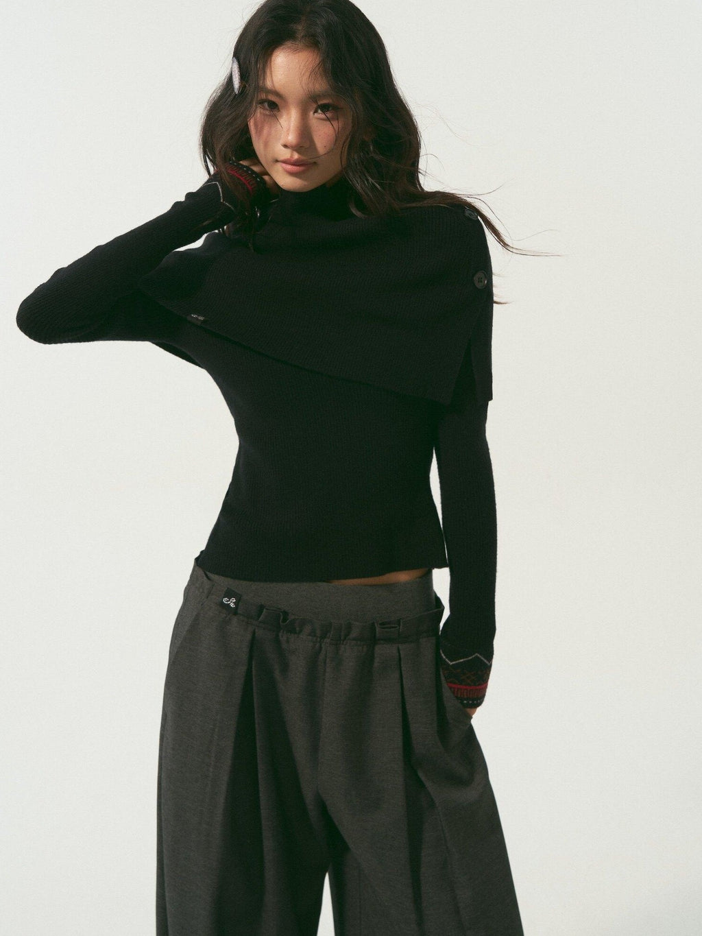 SOMESOWE Original Plaid Pocket Relaxed Curved Natural Waist Women Daily Grey Sweatpants