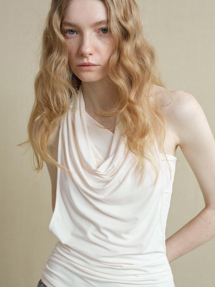 someonesometimes Soft Modal Nylon Spandex Asymmetric Slim Fit Faux Layer Strap Women Tank Tops