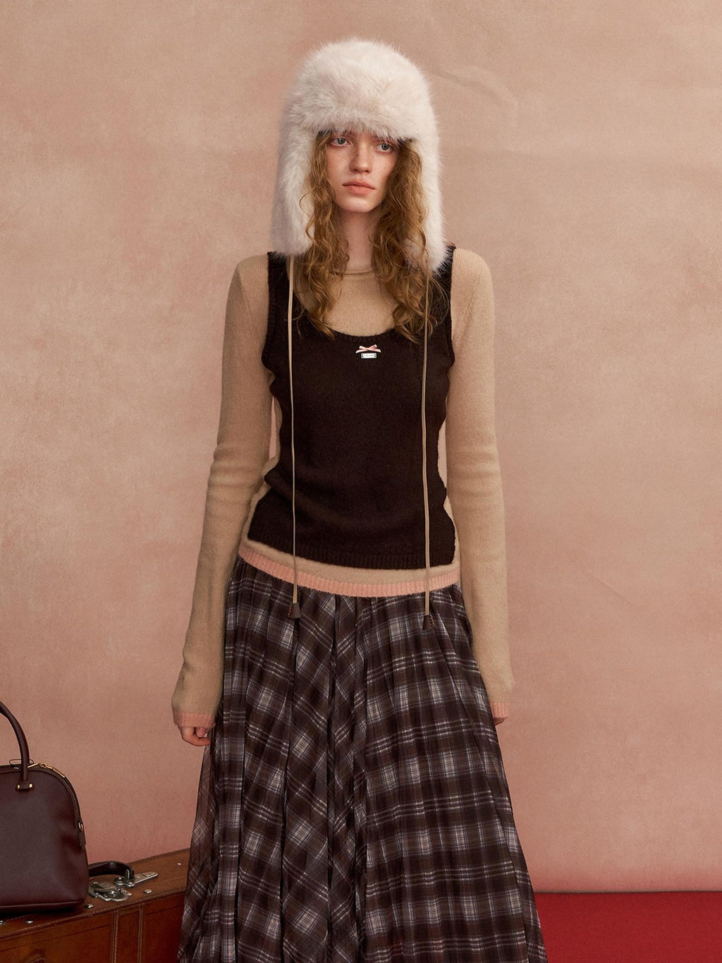 SOMESOWE Layered Colorblock Round Neck Casual Tie Front Womens Knit Sweaters