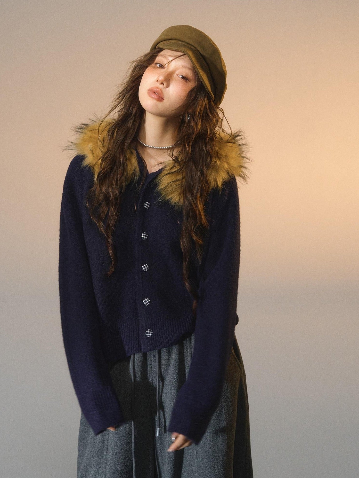 SOMESOWE Lightweight Knit Button Front Minimal Workwear Women Long Sleeve Cardigans