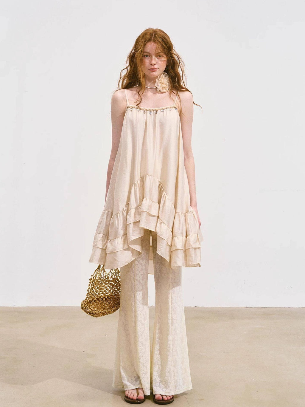 SOMESOWE Lightweight Two Piece Sleeveless Casual Fit Women Beige White Camisoles